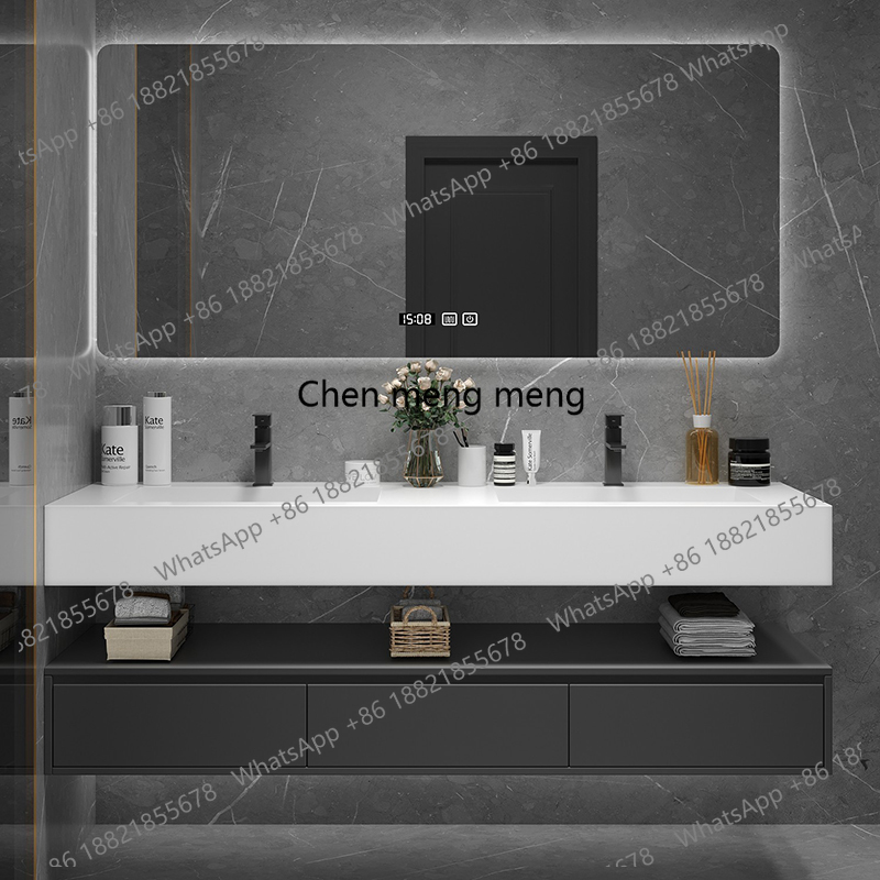 Home Bathroom Vanity Combo - خزانة حمام فاخرة سوداء مع إضاءة،