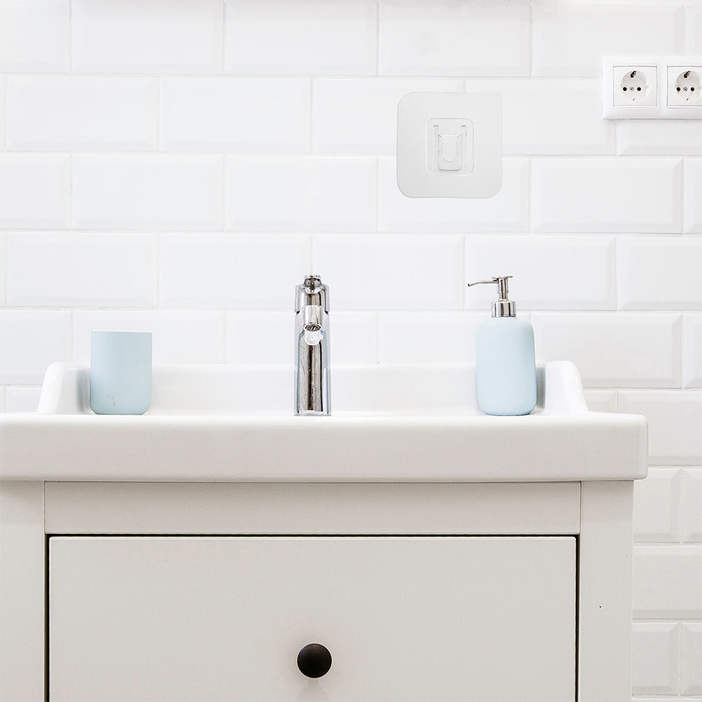 Home Bathroom Organizer - 20 مجموعة من الخطافات الشفافة اللاصقة